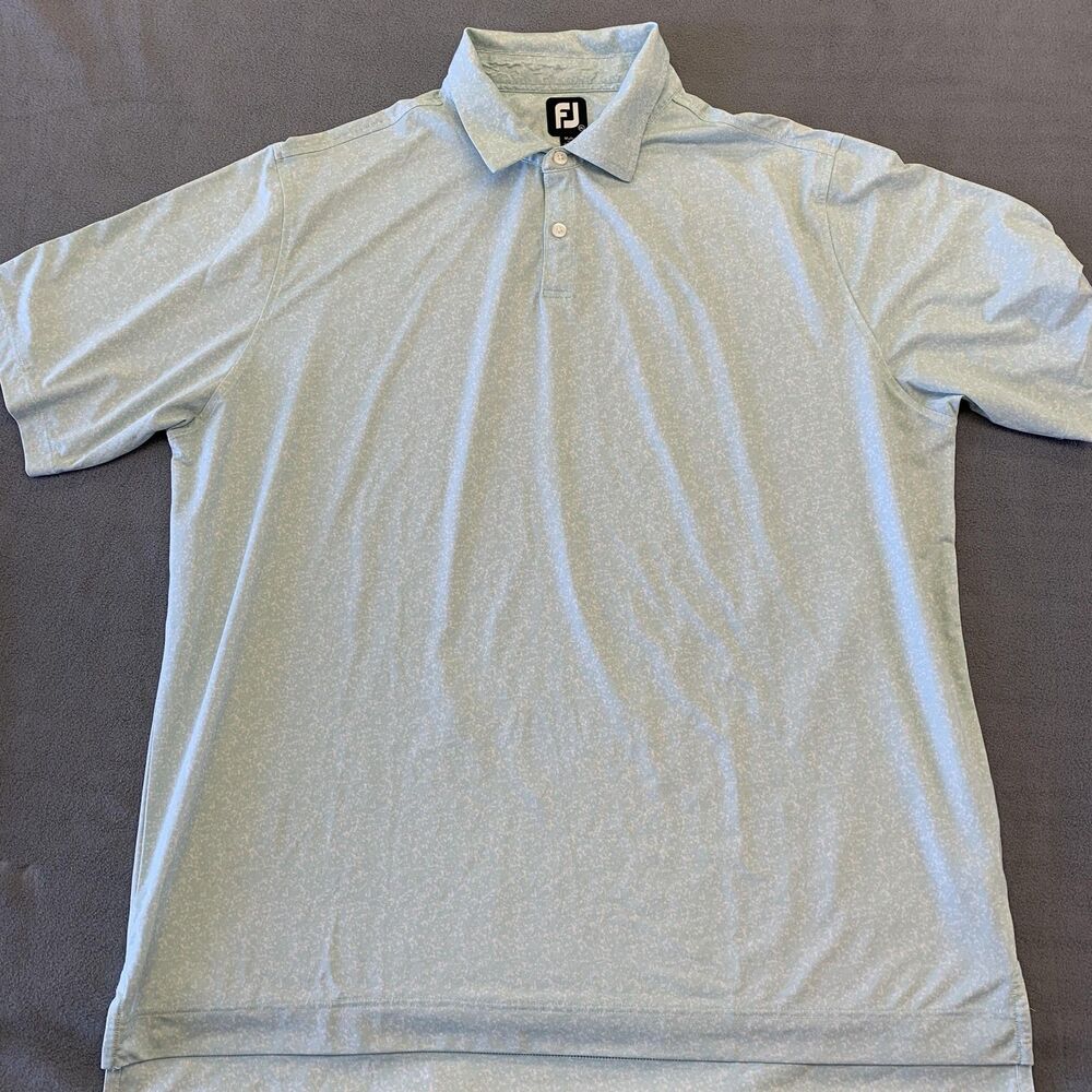 FootJoy Polo Shirt Mens 2XL Blue Speckled Golf Stretch Performance Jersey Top